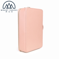 Étui de rangement pour bijoux de voyage portable en cuir véritable de haute qualité, avec fermeture éclair, logo personnalisé, fabriqué à la main, de luxe, par Mount Yanzhi