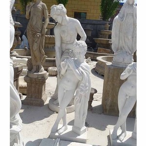 Al por mayor pequeño ángel niño escultura <span class=keywords><strong>de</strong></span> mármol blanco tallado europeo jardín paisaje Ángel bebé figura estatua Decoración - Product Image 5
