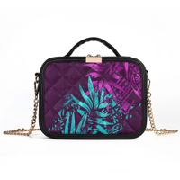 Sac bandoulière matelassé en cuir PU pour femme, motif géométrique ethnique polynésien unique, avec poignée supérieure et chaîne