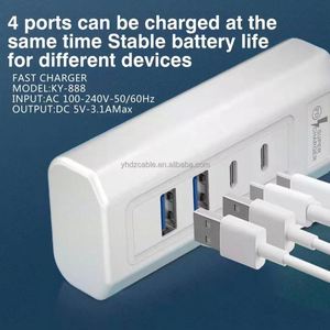Cargador de Escritorio USB C PD de 20W con Múltiples Puertos para iPhone, Samsung, Android, Adaptador de Viaje USB Portátil Universal - Product Image 4