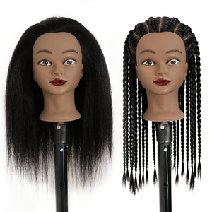 Vente en gros de haute qualité 100% vrais cheveux professionnel Afro tête de mannequin cheveux humains tête de formation de coiffure pour la vente en magasin - Product Image 1
