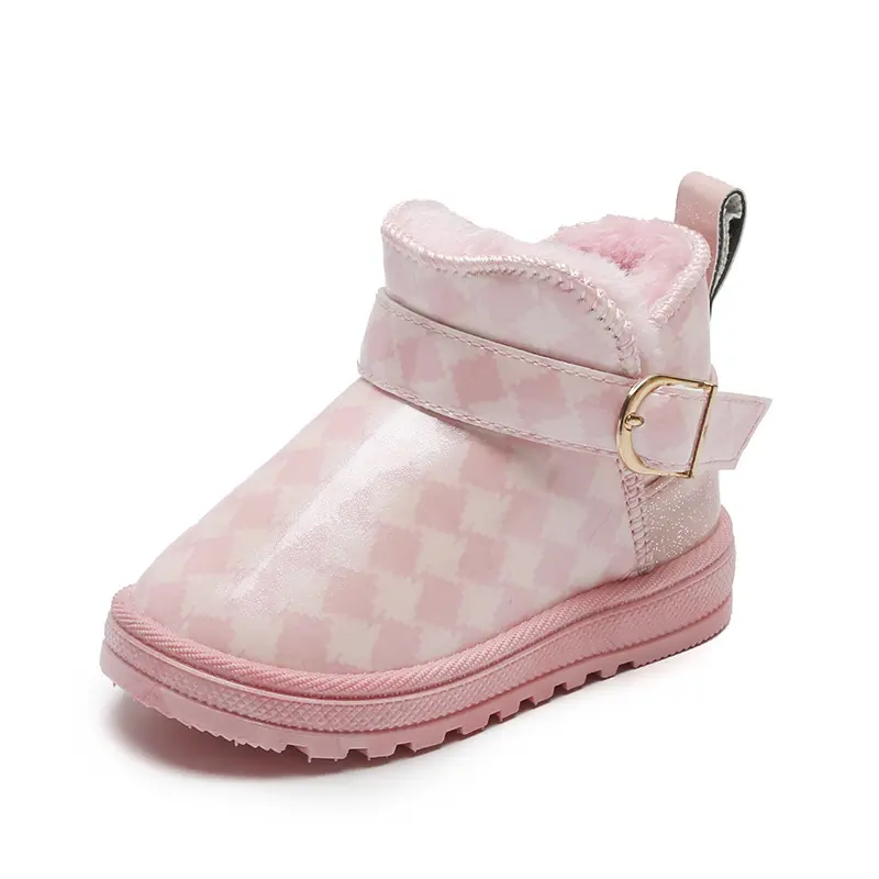 New Arrival winter Check pattern Children's boots PU waterproof snow boots for kids children's casual shoes