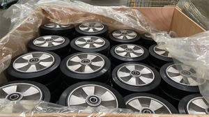 Прочные индивидуальные резиновые колеса Rueda с литым алюминиевым диском, красные, 2, 3, 4 дюйма, пластиковые черные колеса - Product Image 3