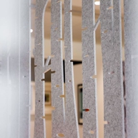 Cloison de bureau suspendue d'art moderne avec design 3D, panneau acoustique en fibre de polyester écologique