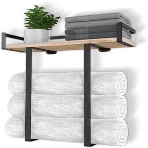 Porte-serviettes avec barre de suspension, support de rangement pour serviettes de salle de bain, barre de penderie, organisateur de rangement. - Product Image 5