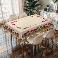 Nappe carrée rouge anti-rayures à motif floral imprimé, résistante à la chaleur, à carreaux, pour fêtes et événements