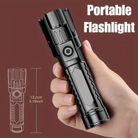 Lampe torche LED tactique de camping rechargeable par USB, lanterne télescopique à zoom EDC 2026 avec 3 modes d'éclairage