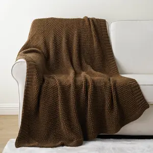 Throw Blankets For Couch Textured Knit Woven Blanket 50x60 Inch - Super Soft Warm Decorative Blanket