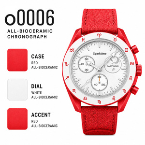 Montre en biocéramique et quartz en gros, logo personnalisé OEM, 42 mm, étanche 3 ATM, motif zodiaque <span class=keywords><strong>Sagittaire</strong></span>, mode sportive, cadran en verre 22 mm, bracelet en caoutchouc - Product Image 6