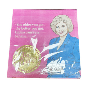Serviettes jetables imprimées avec des citations de célébrités |   Design à quatre côtés en feuille d'or |   Serviettes en papier décoratives pour fête féminine - Product Image 1