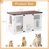 Venta al por mayor de fábrica: Mueble moderno de madera bicolor transpirable para mascotas con rascador y compartimentos divididos