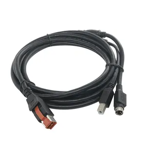 Suministro directo de fábrica 24V Cable USB alimentado macho a USB B/M 3PIN DIN Cable de datos de extensión para impresora y teléfono