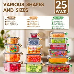 Set <span class=keywords><strong>di</strong></span> 25 Contenitori Classici in Plastica Multifunzione per Alimenti con Coperchi, Senza BPA, Ermetici, per Preparazione Pasti e Uso in <span class=keywords><strong>Cucina</strong></span> - Product Image 3