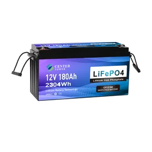 سنتر باور LiFePO4 تخزين قابلة للشحن بطارية ليثيوم أيون 12v 24v 36v 48v بطارية أيون الليثيوم حزم 12v 180ah lifepo4