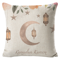 Housse de coussin décorative Ramadan Kareem, motif islamique, Coran, lune dorée, fournitures pour l'Aïd al-Adha, textiles pour la maison et l'hôtel, 100% coton