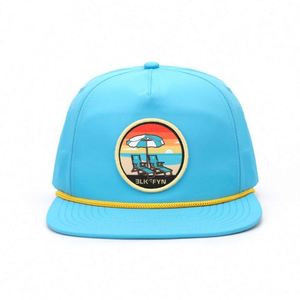 Custom Logo High Quality 5 Panel Quick Dry Flat Brim Caps Sublimated Printing Patch Rope Snapback <b>Hat</b> - Product Image 3