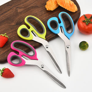 Ciseaux de cuisine en acier inoxydable avec manche en plastique ultra-affûtés pour couper les aliments, bleu vert rose rouge 2Cr13pp fabriqués à Yangjiang - Product Image 1