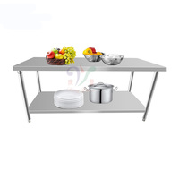 Îlot de cuisine commercial personnalisé comptoir mobile 2 3 étages sus 304 table de travail en acier inoxydable pour l'industrie de la cuisson des aliments