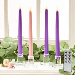 Bougies <span class=keywords><strong>de</strong></span> <span class=keywords><strong>l</strong></span>'<span class=keywords><strong>avent</strong></span> scintillantes à LED à piles Chandeliers coniques sans flamme <span class=keywords><strong>de</strong></span> 10 pouces pour la couronne <span class=keywords><strong>de</strong></span> <span class=keywords><strong>l</strong></span>'<span class=keywords><strong>avent</strong></span> catholique <span class=keywords><strong>de</strong></span> Noë<span class=keywords><strong>l</strong></span> - Product Image 4