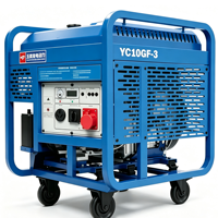 Générateur diesel portable 10 kW, triphasé, 11 kW max, double cylindre, refroidissement par air, châssis ouvert, démarrage électrique