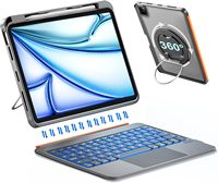 Nouvel étui clavier portable rotatif à 360 degrés pour iPad Pro 11 2e génération 2020 avec support pour stylet rétroéclairé et trackpad
