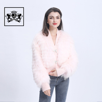 Manteau de fourrure rose pour femmes, magnifique fourrure de raton laveur tricotée avec papillon, Cardigan en vraie fourrure, pull tricoté,