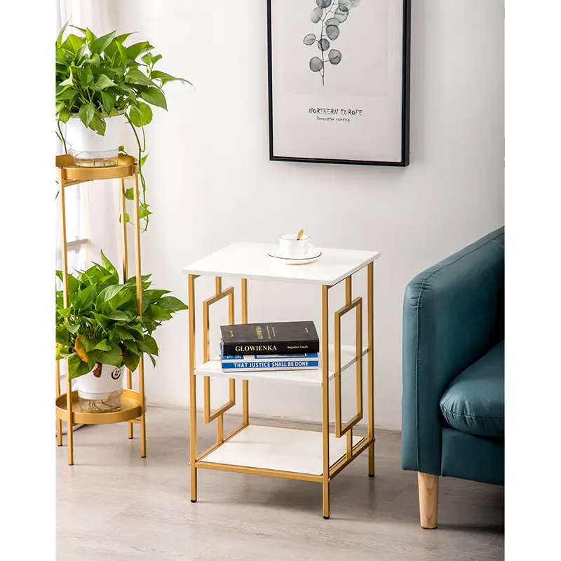Komidin altın depolama organizatör 3 katmanlı Metal uç yatak tarafı beyaz ev yatak odası mobilyası başucu masa komidin