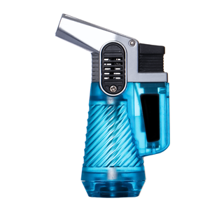 Encendedor de Antorcha Inclinado a Prueba de Viento con Doble Llama Jinchuang, Encendedor Electrónico de Metal con Logotipo Personalizado para Acampar al Aire Libre - Product Image 1