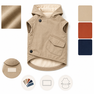 Manteau pour chien de couleur unie avec capuche, coupe-vent, vêtements d'hiver pour chiens, style classique et décontracté, options beige, bleu marine, vert - Product Image 2
