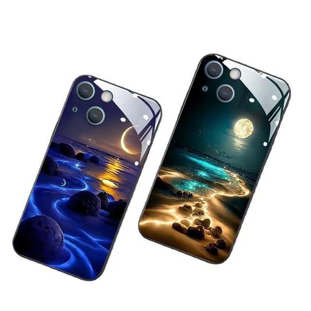 Fashion LED Luminous Light-Up Diamond Transparent Shockproof Silicone Glass Phone Case for 12