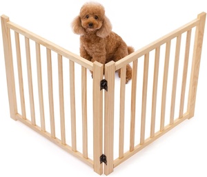 Personalizado Moderno Dobrável De Madeira Pet Gaiola Sólido Animal Botão Indoor Gato Pequeno/Médio Cão Cerca De Metal Plástico Porta Barreira De Aço - Product Image 2