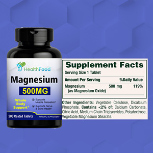 Magnésium 500mg 200 comprimés pelliculés Oxyde de magnésium Supplément minéral naturel Soutient la relaxation musculaire, les nerfs, les os et les antioxydants - Product Image 4