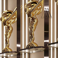 Escultura de Ángel de Arte para Decoración de Pisos de Casas Modernas de Lujo, Estatua de Dama Voladora de Fibra de Vidrio Dorada Grande de Estilo Nórdico para Vestíbulo de Hotel