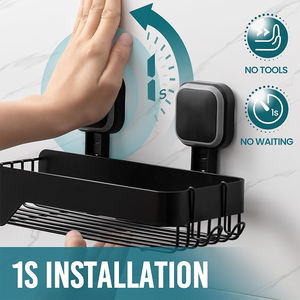 Panier de Douche à Ventouse Robuste Anti-Rouille Sans Perçage, <span class=keywords><strong>Lot</strong></span> de 2 Étagères de Douche à Ventouse avec Crochets - Product Image 3