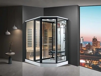 Salle de sauna et douche combinée deux-en-un en bois massif, sauna sec intérieur avec cadre en verre trempé et panneau de contrôle de température numérique