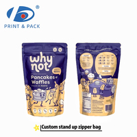 Sachet alimentaire refermable personnalisé en plastique réutilisable pour gaufres, biscuits, noix et aliments pour animaux de compagnie