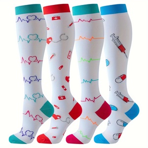 Calcetines <span class=keywords><strong>de</strong></span> Compresión hasta la Rodilla con Logotipo Personalizado, Diseño Jacquard Atlético, para Enfermeras, Trabajo y Viajes - Product Image 1