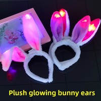 Serre-tête lumineux LED clignotant en peluche avec oreilles de lapin et paillettes pour concert et fête, jouet pour enfants YQ-530, 7-14 ans
