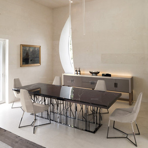 Ensemble de table et chaises de salle à manger de luxe, design moderne, plateau noir, 8 places, taille D - Product Image 6