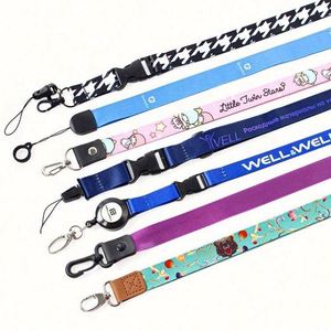 Free Sample No Minimum Order Custom Printed <b>Lanyard</b> Long Neck Strap ID Holder <b>Polyester</b> Satin Nylon Material for Insurance End - Product Image 1