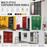 Panneau de porte décoratif inspiré des conteneurs en fer, personnalisé OEM, vente en gros, avec barres de verrouillage verticales pour supermarchés, ateliers et espaces commerciaux