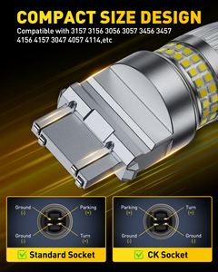 หลอดไฟ LED AUXITO 3157 สีขาว ไฟเลี้ยว T25 3157 3156 ไฟท้าย ไฟหน้า 6000K 12V 24V - Product Image 4