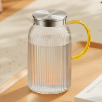 Carafe à eau transparente en verre borosilicate sans BPA pour café froid, jus et infusion de thé, idéale pour la maison et les restaurants