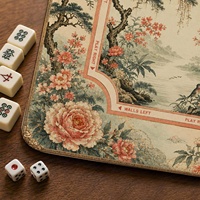 Tapis de Mahjong de Haute Qualité Motif Corail, Pivoine et Oiseaux pour Table, Jardin Floral, Jeu Américain, Cadeau Premium pour Ensemble de Mahjong Américain