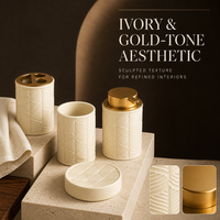 Ensemble de toilette quatre pièces en céramique personnalisé à motif feuille avec gobelet de rinçage dentaire, accessoires de décoration intérieure