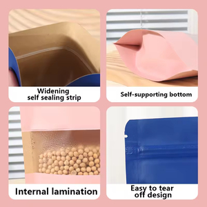 Sachet Doypack en papier kraft épais avec fenêtre transparente et fermeture zip, pour aliments, coloré et économique - Product Image 4