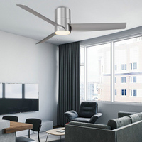 Ventilateur de plafond avec éclairage intégré, télécommande, 5 vitesses, 52 pouces, profil bas, vente en gros
