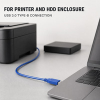 Kabel Printer USB 3.0 USB A Male ke USB B Male Biru PVC Konduktor Tembaga Panjang Kustom untuk Printer Scanner Hard Disk Enclosure