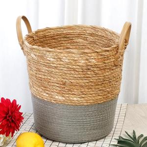 Estilo nórdico cuerda de algodón y ratán tejido al por mayor seagrass planta vientre cesta - Product Image 1