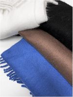 Châle Écharpe Couverture Extra Longue en Fausse Cachemire à Pompons Épais, Couleur Unie, Moelleuse et Chaude pour l'Hiver